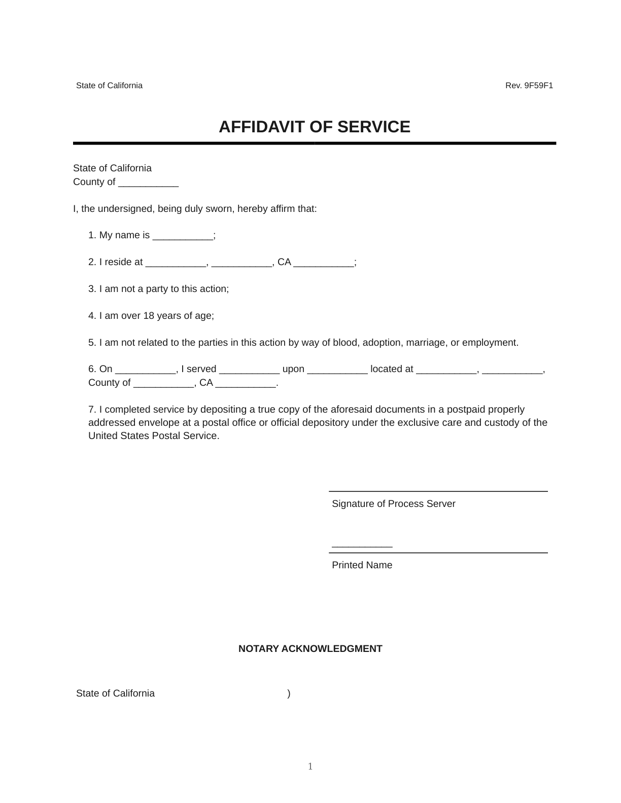Affidavit of Service