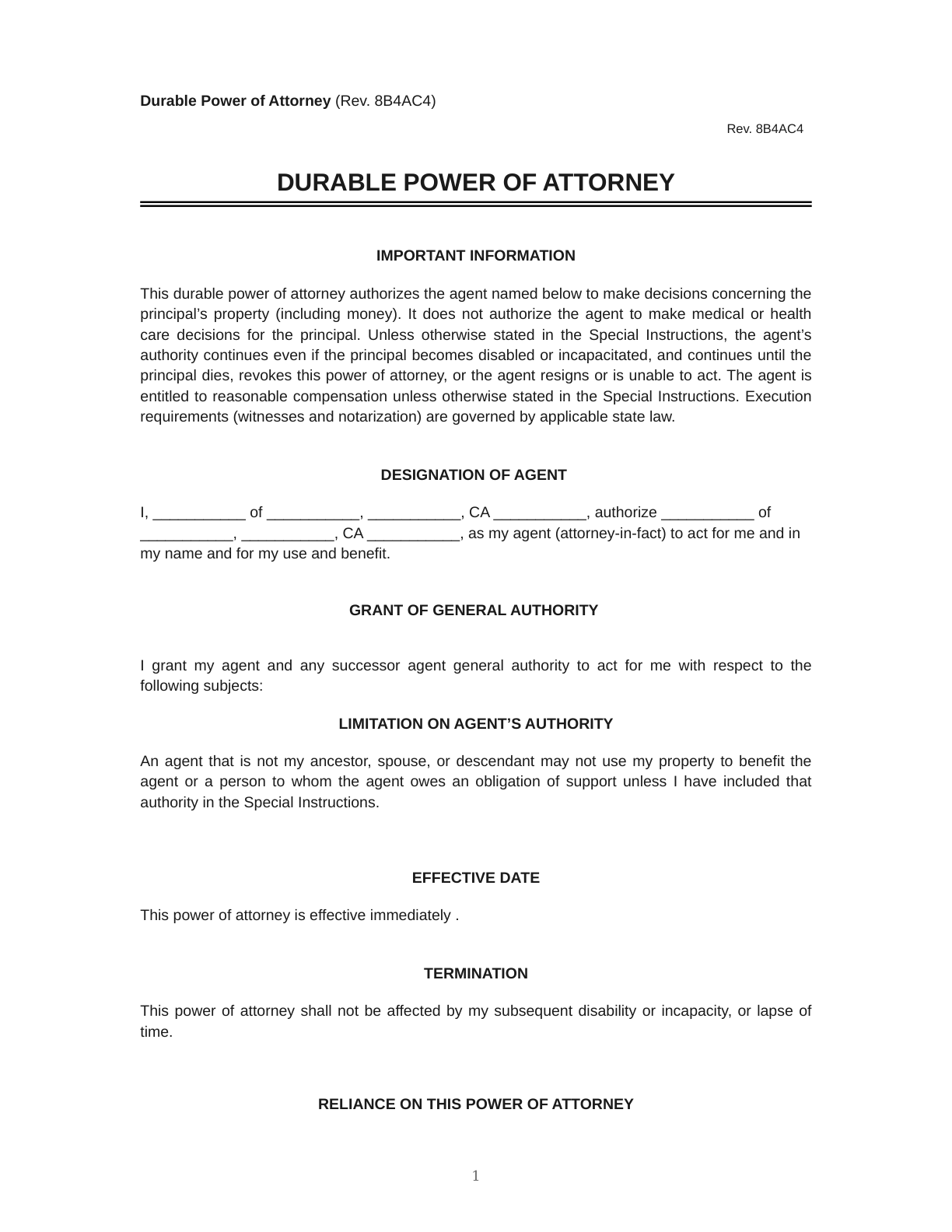Durable Power of Attorney