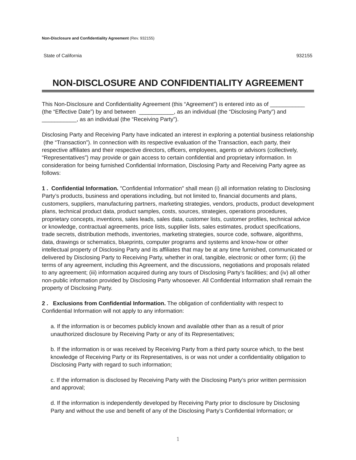 Non-Disclosure Agreement (NDA)