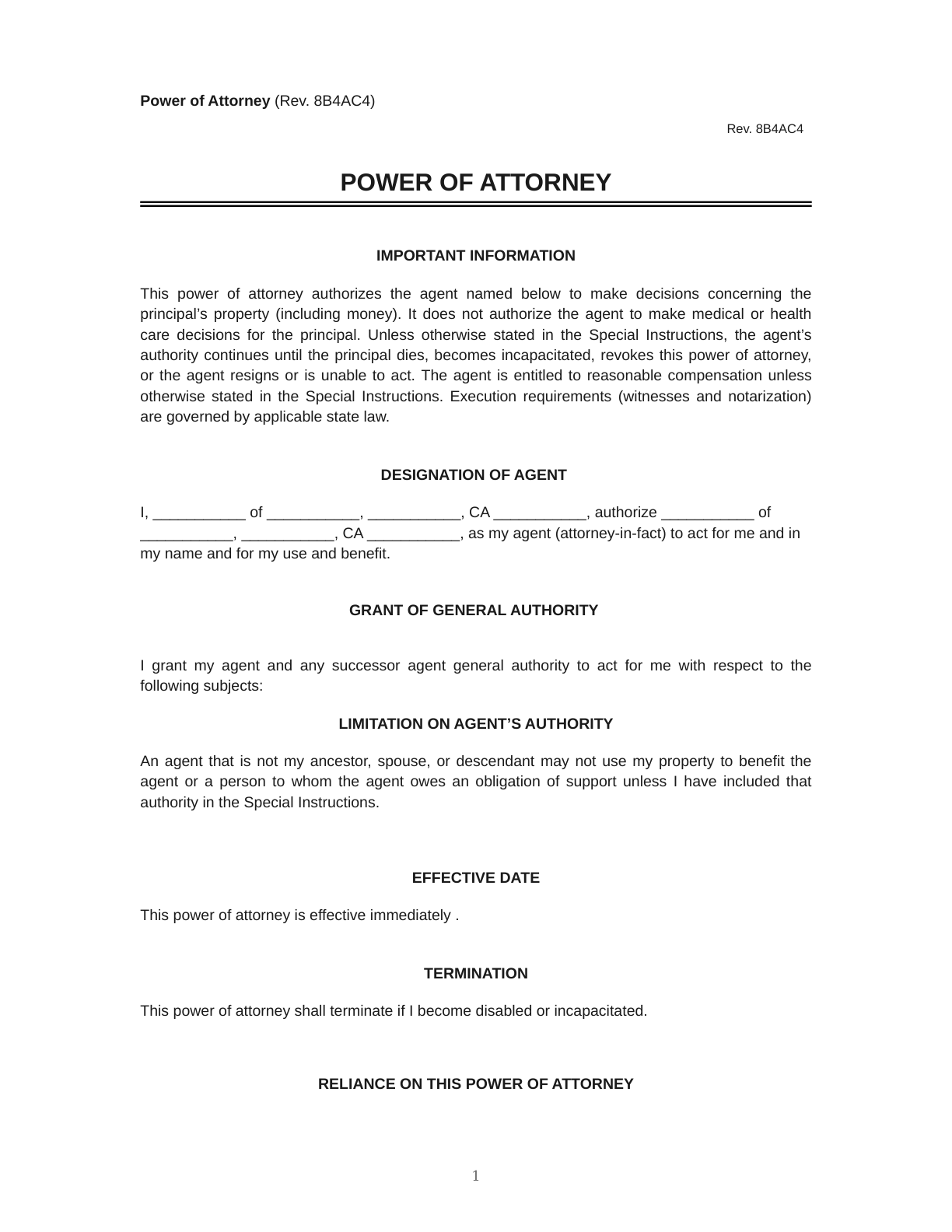 Power of Attorney