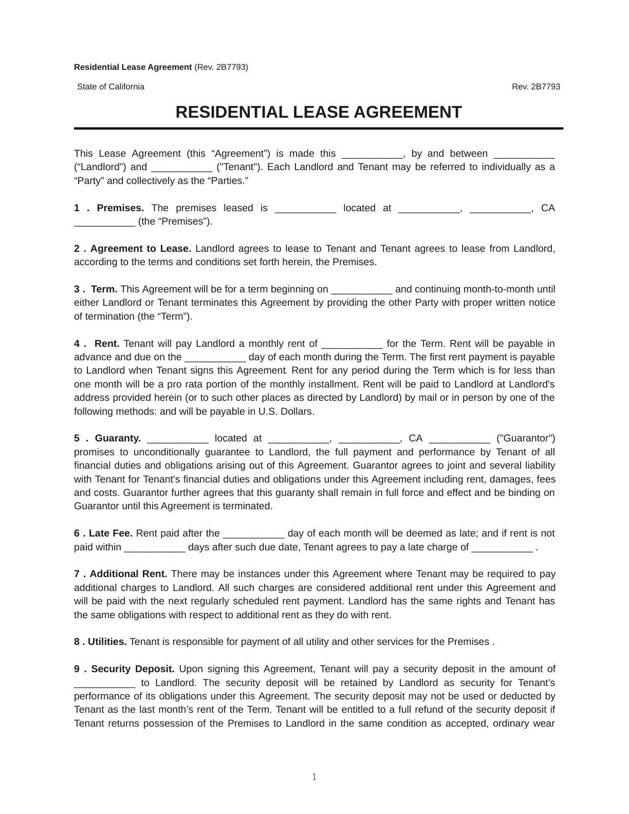Residential Lease Agreement