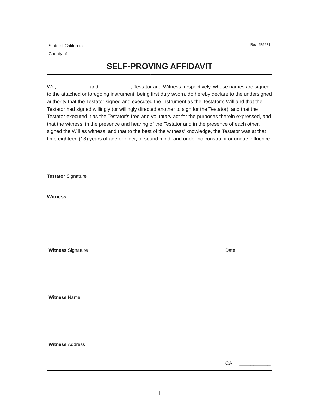 Self-Proving Affidavit Template | Doqu preview